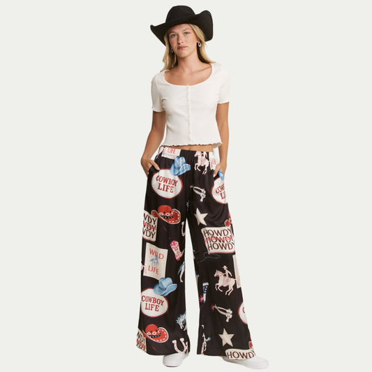 Cowgirl Satin Graphic Trousers