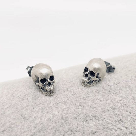 Silver Skull Stud Earrings