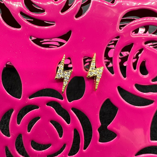 Gold Bolt Stud Earrings-Women Who Rock