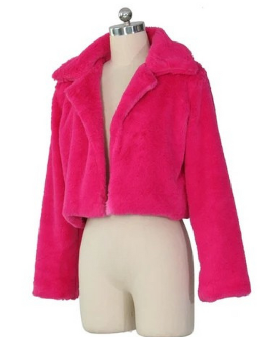 Rockin' Pink Faux Fur Bomber Jacket