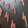 Load image into Gallery viewer, Lightning Bolt Pink Glitter Pin - Women Who Rock