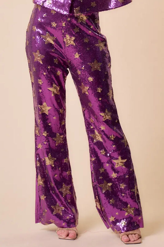 Star Sequined Flare Pants