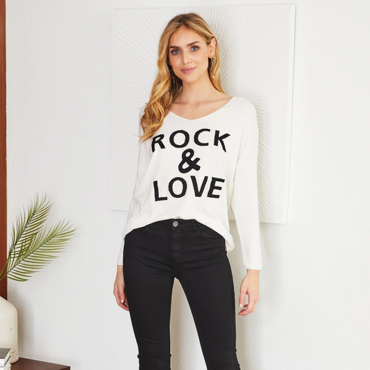 Rock Love Print Knit Sweater