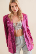 Load image into Gallery viewer, Hot Pink Sequin Boyfriend Single Blazer