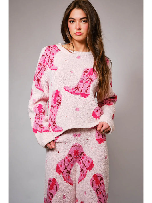 Cowgirl Boot Cozy Sweater Set