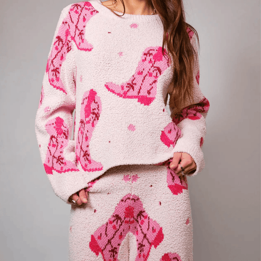 Cowgirl Boot Cozy Sweater Set