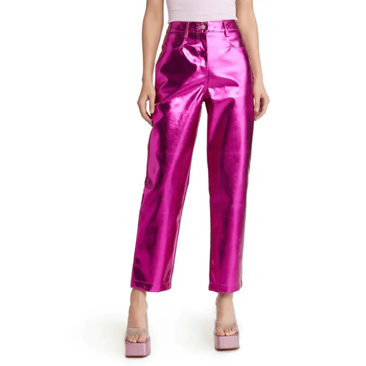 Faux Leather Rockin' Pink Magenta Trouser