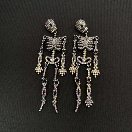 Rhinestone Skeleton Dangle Earrings