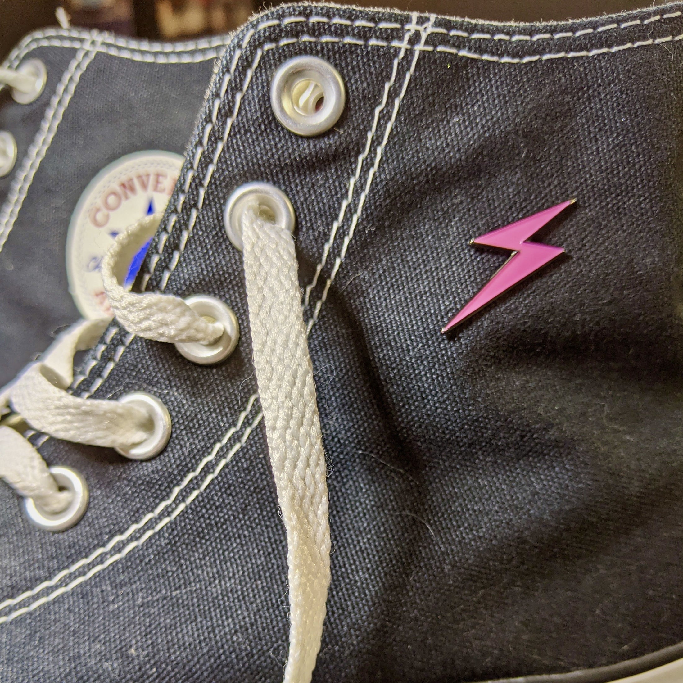 Lightning Bolt Matte Pink Pin - Women Who Rock
