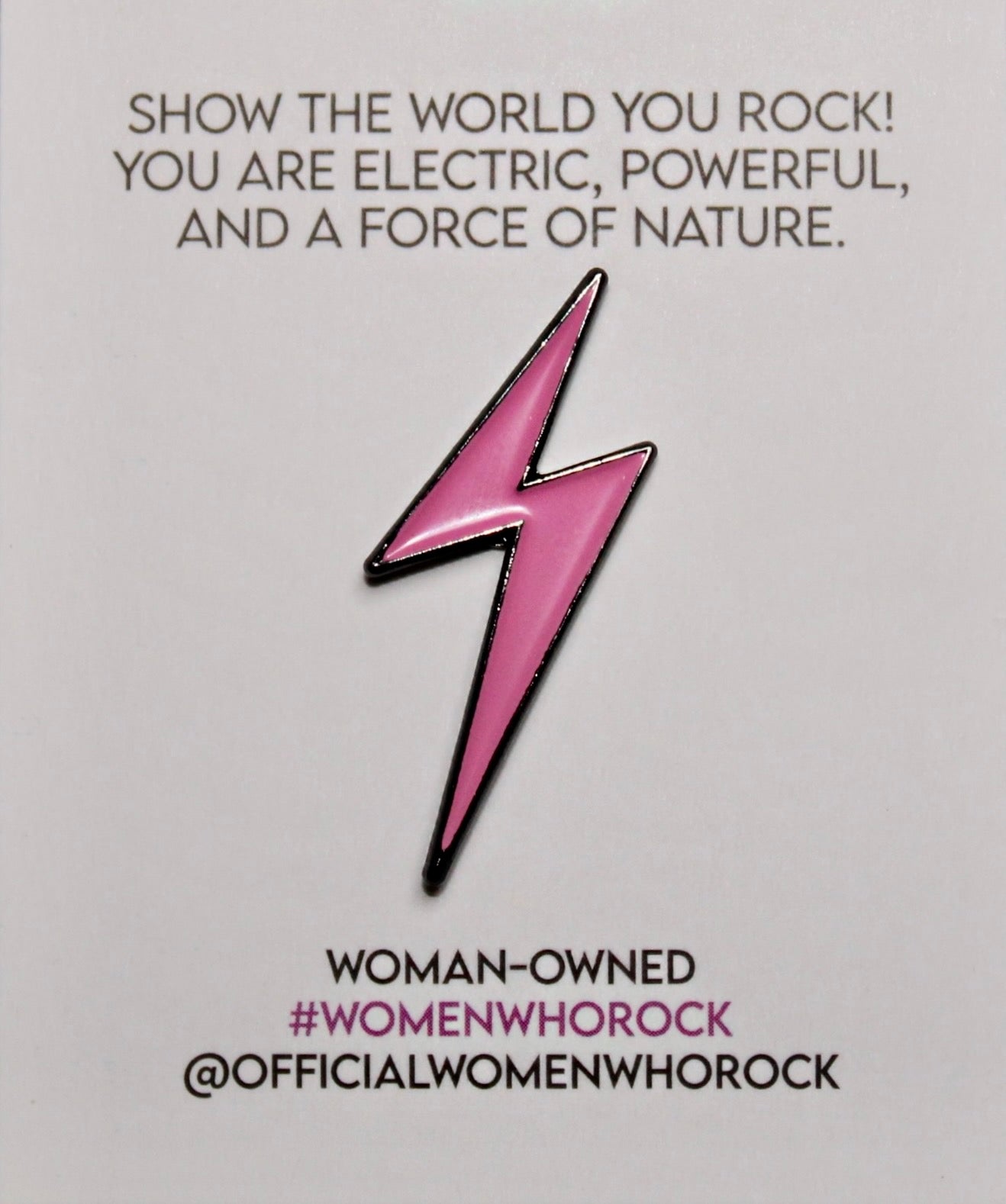 Lightning Bolt Matte Pink Pin - Women Who Rock