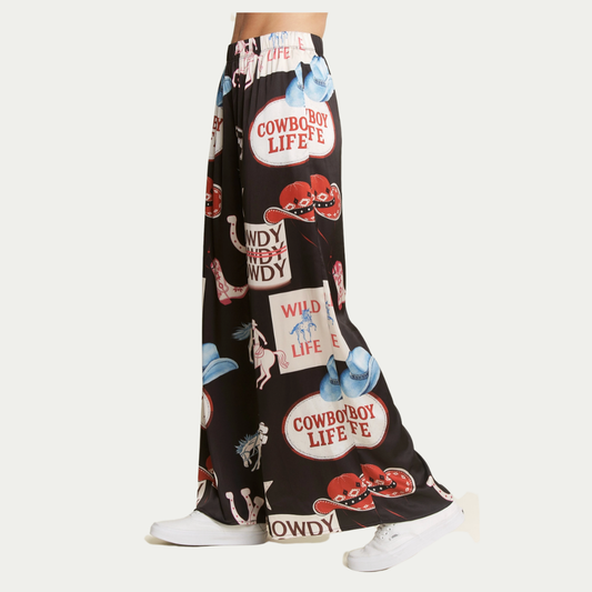 Cowgirl Satin Graphic Trousers