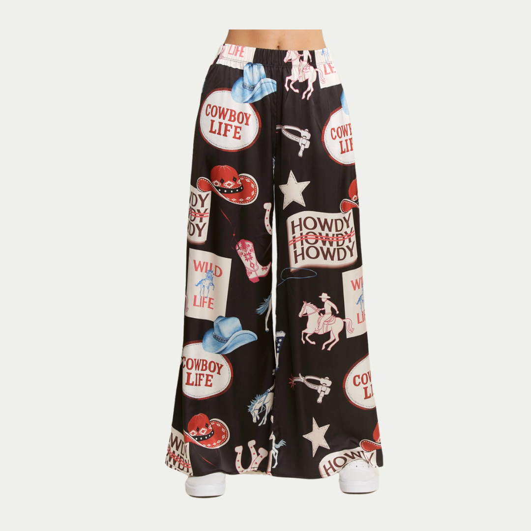 Cowgirl Satin Graphic Trousers