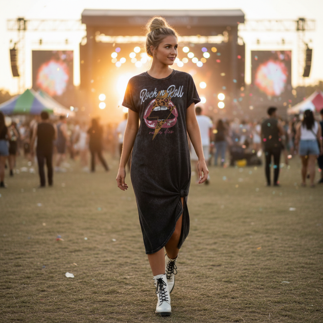 Rock & Roll Never Dies Graphic Dress