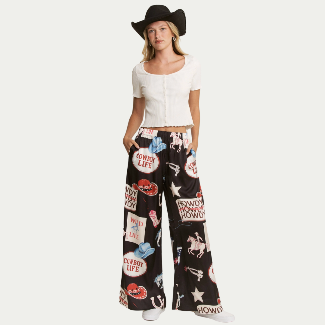 Cowgirl Satin Graphic Trousers