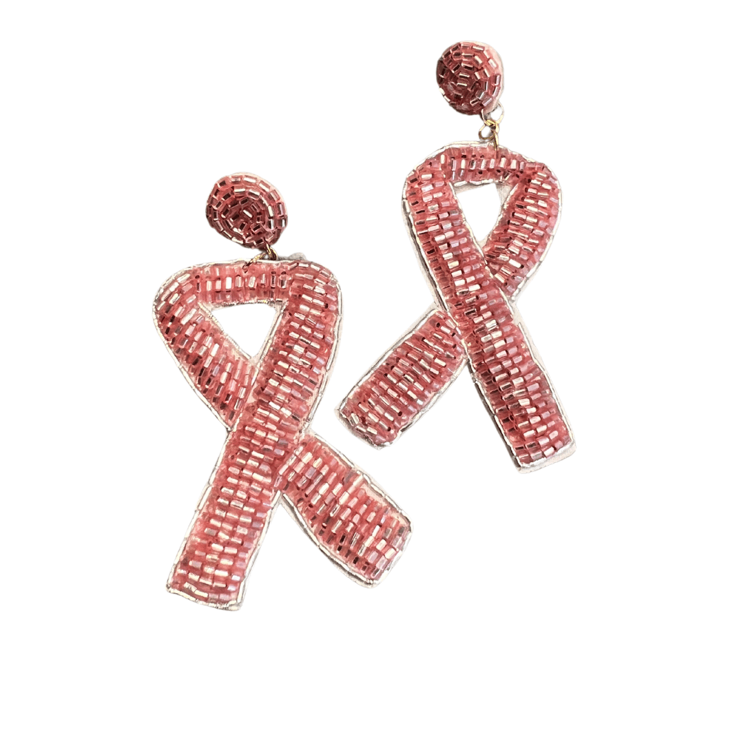 Hope Beaded Ribbon Earrings