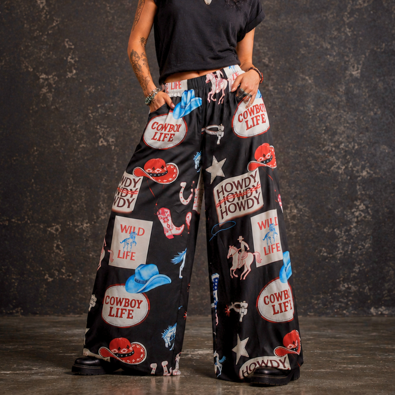 Cowgirl Satin Graphic Trousers