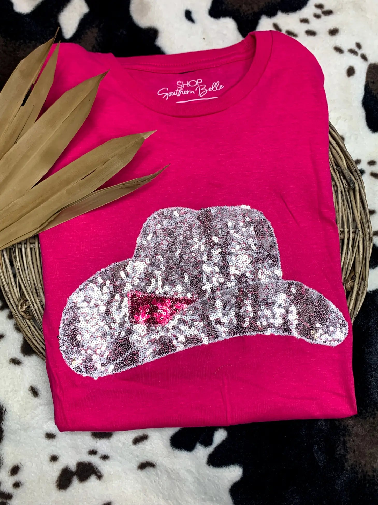 Silver Sequin Cowgirl Hat Tee