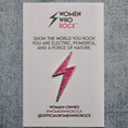 Load image into Gallery viewer, Lightning Bolt Pink Glitter Pin - Women Who Rock
