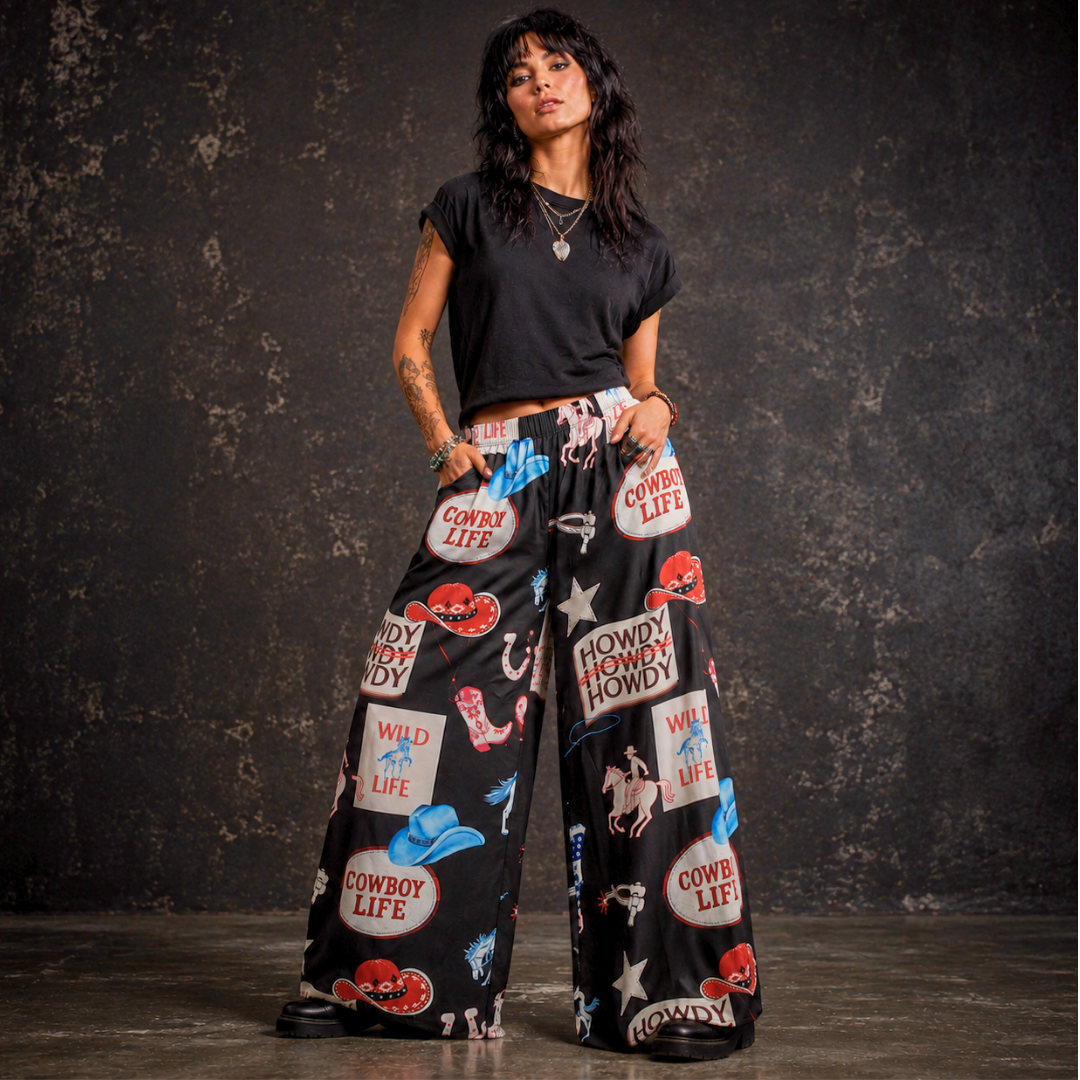 Cowgirl Satin Graphic Trousers