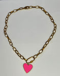 Load image into Gallery viewer, Pink Enamel Heart Charm Necklace
