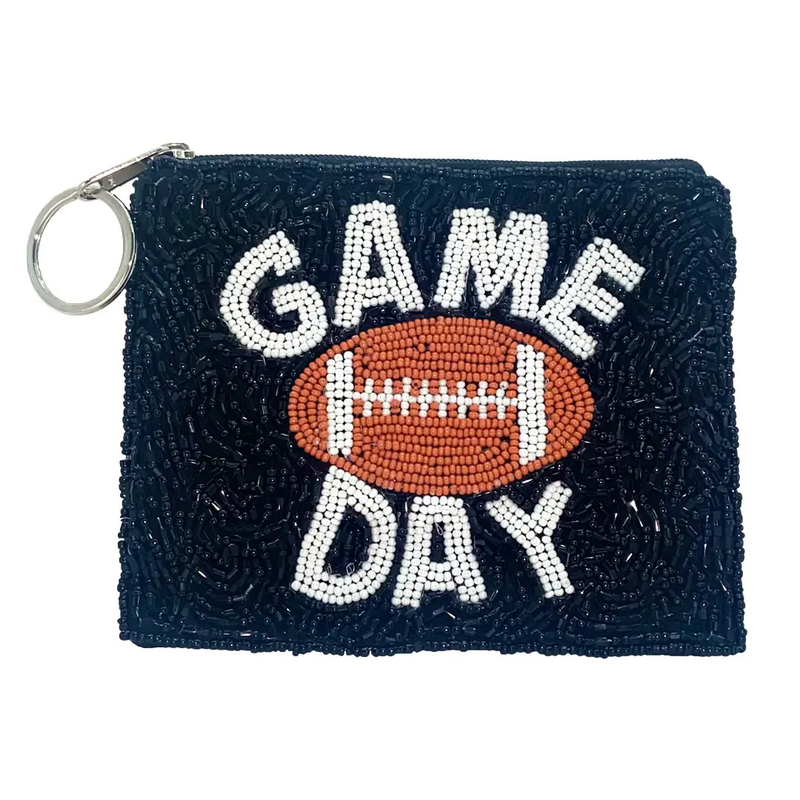 Game Day Black Beaded Pouch