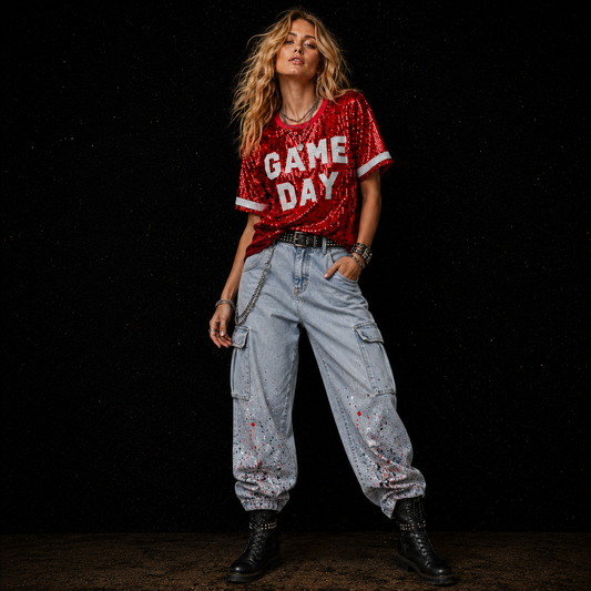 Game Day Sequin Crop Top