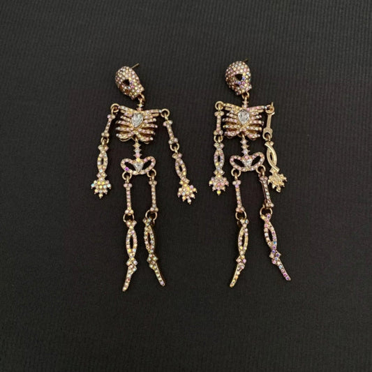 Rhinestone Skeleton Dangle Earrings