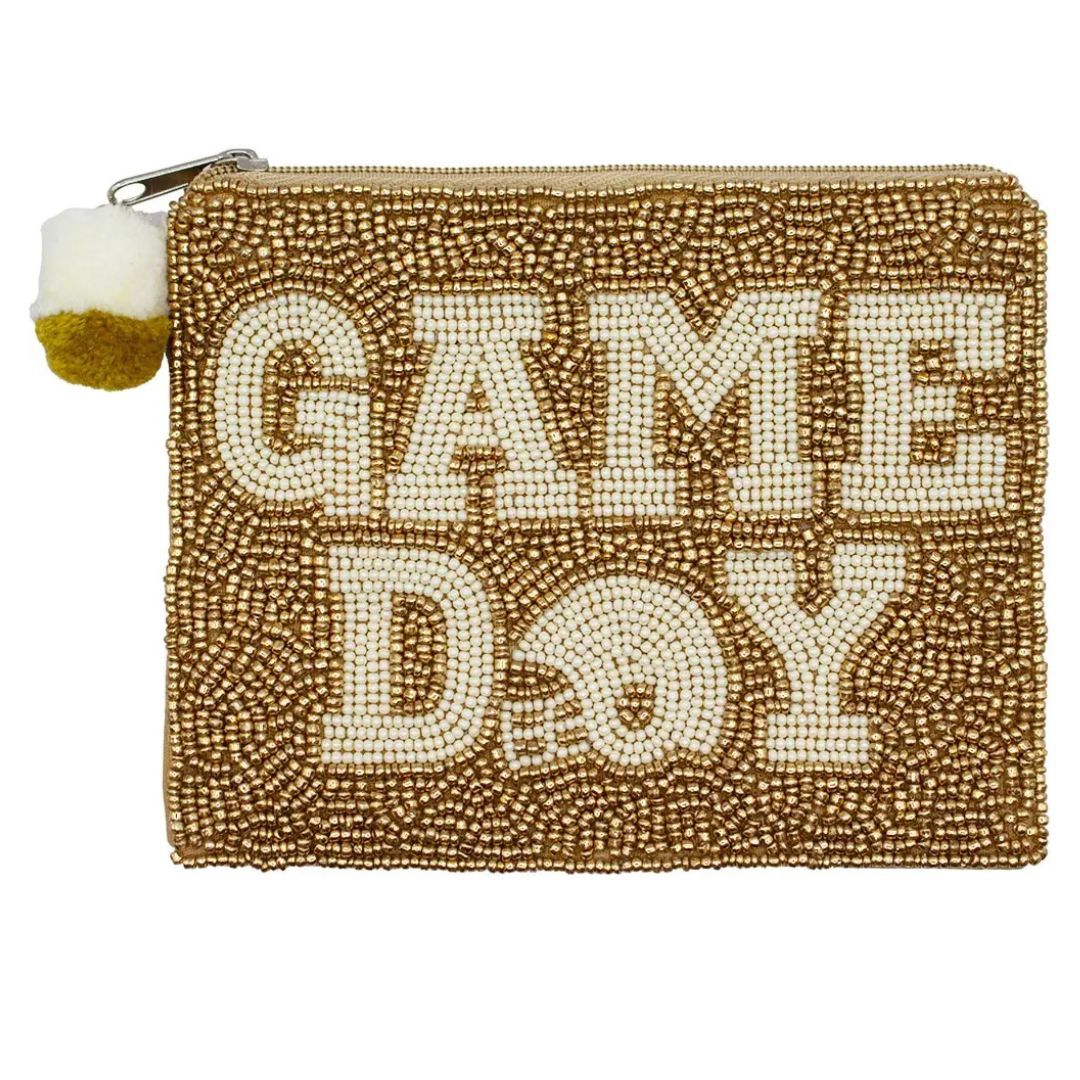Gold beaded pouch with 'GAME DAY' text in bolt white lettering.