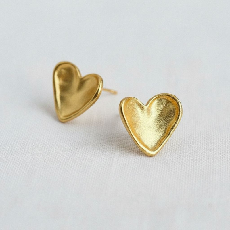 Vintage Inspired Gold Heart Earrings