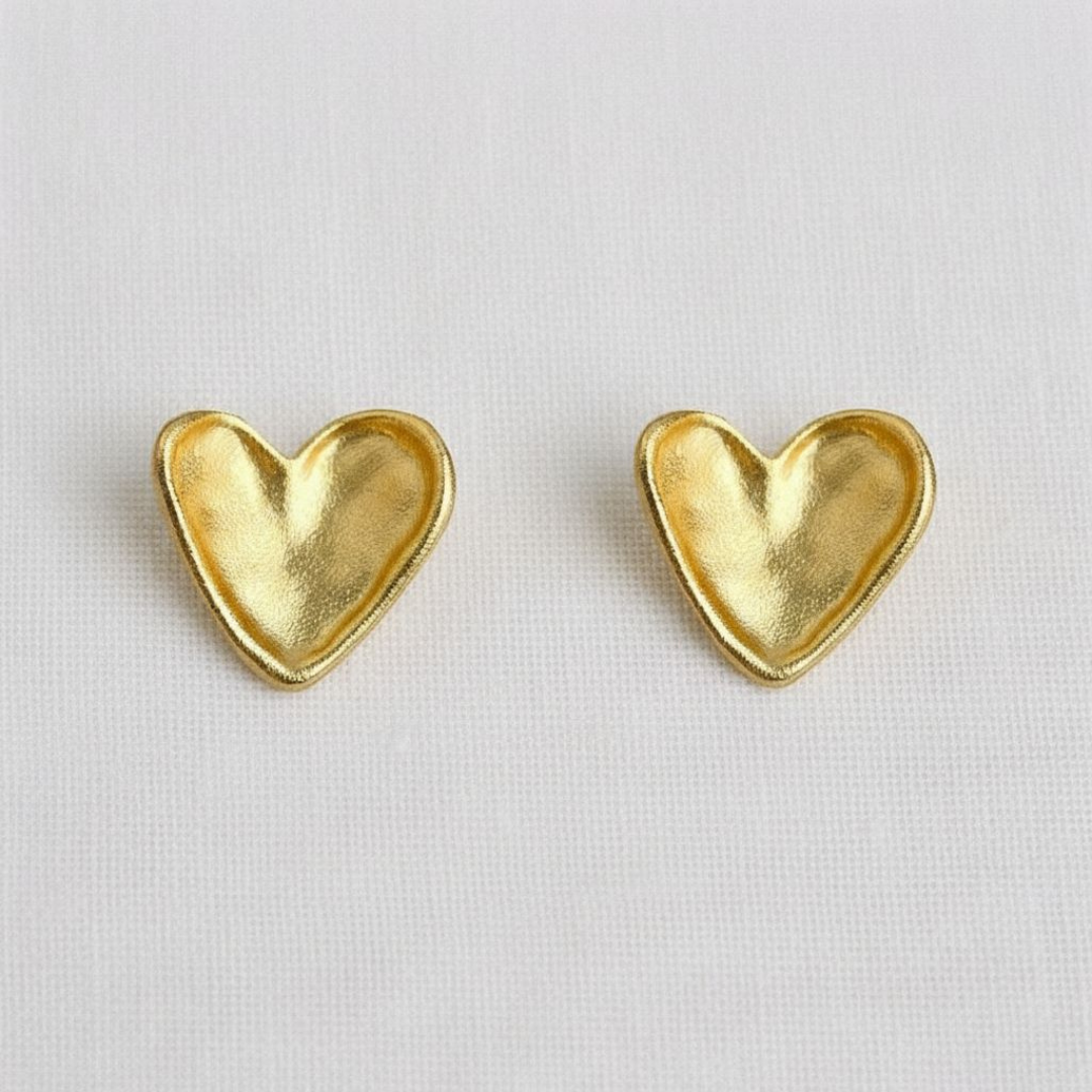 Vintage Inspired Gold Heart Earrings
