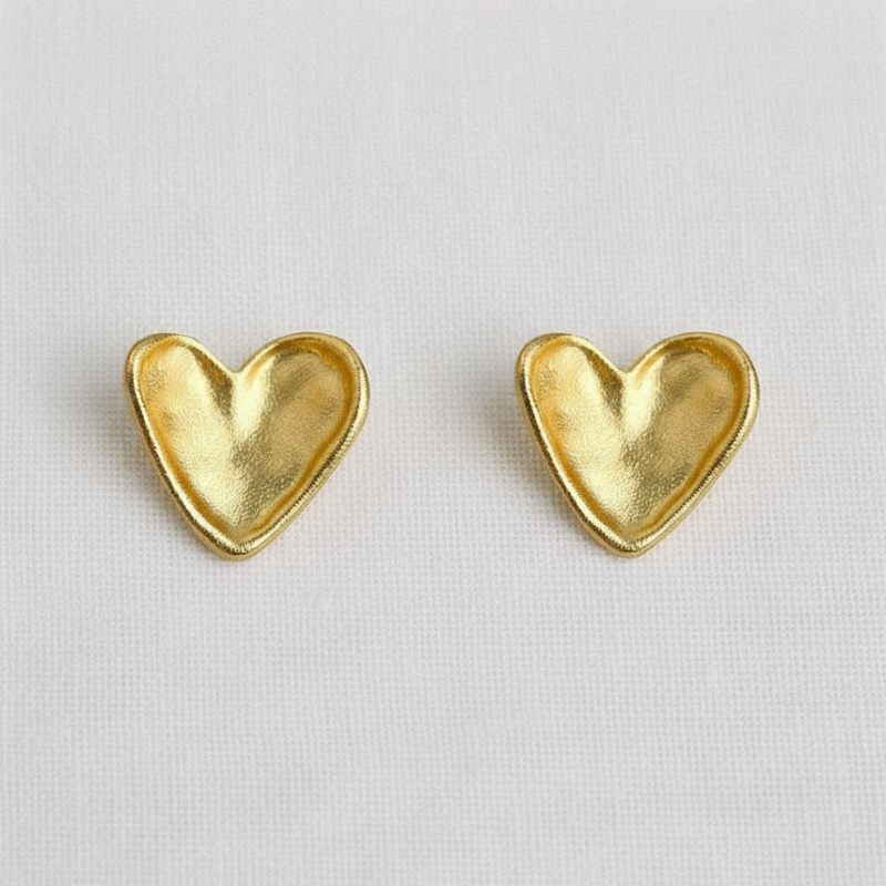 Vintage Inspired Gold Heart Earrings