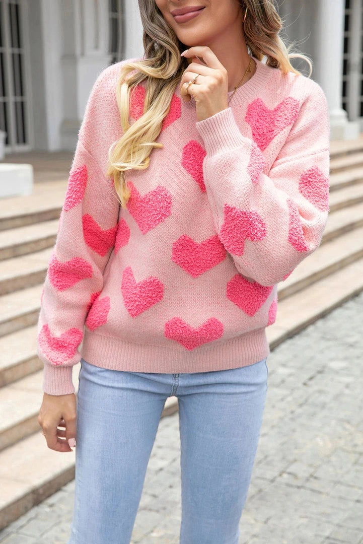 Light Pink Knit Heart Sweater