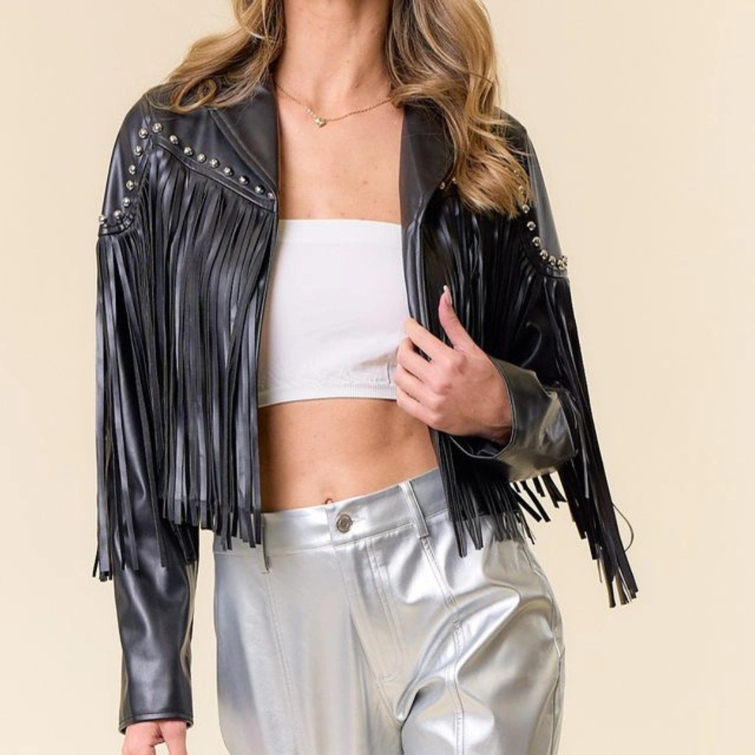 Rockstar Fringe Faux Leather Jacket