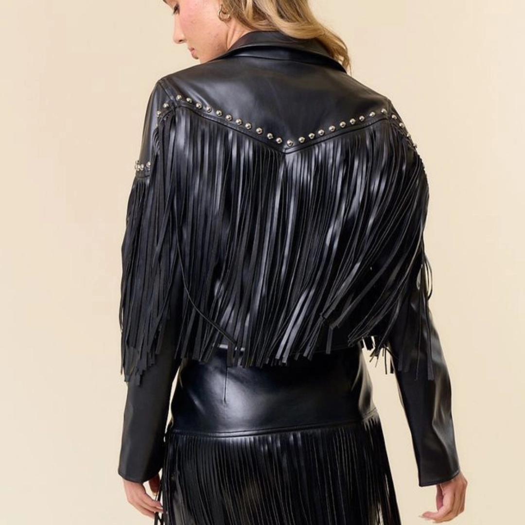 Rockstar Fringe Faux Leather Jacket