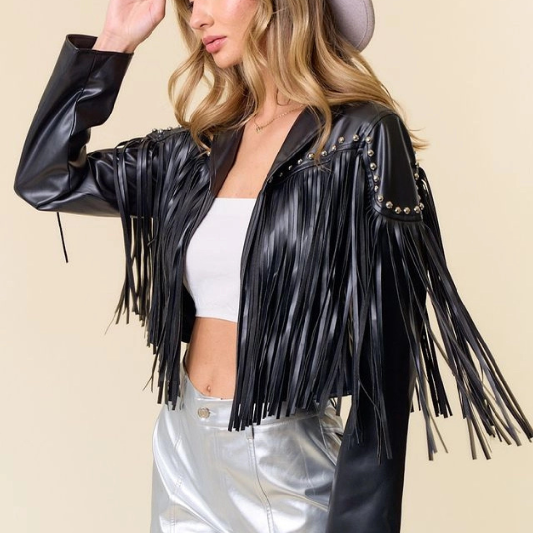 Rockstar Fringe Faux Leather Jacket