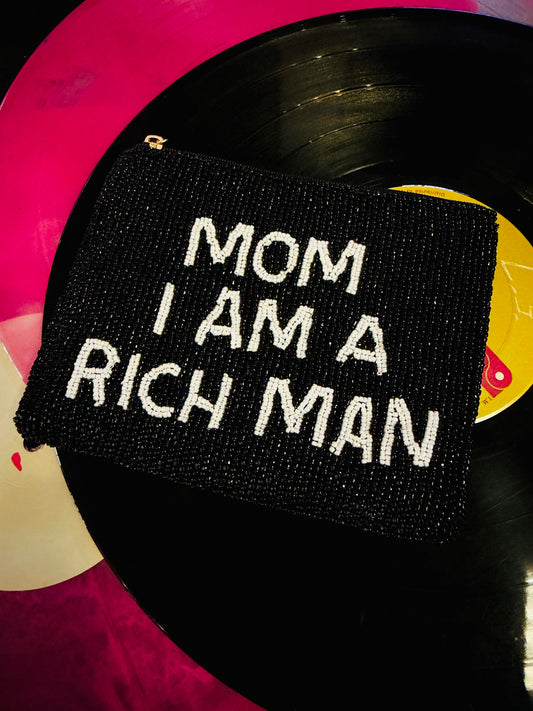 'Mom, I Am A Rich Man' Seed Bead Pouch