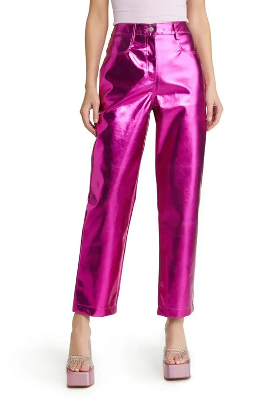 Faux Leather Rockin' Pink Magenta Trouser