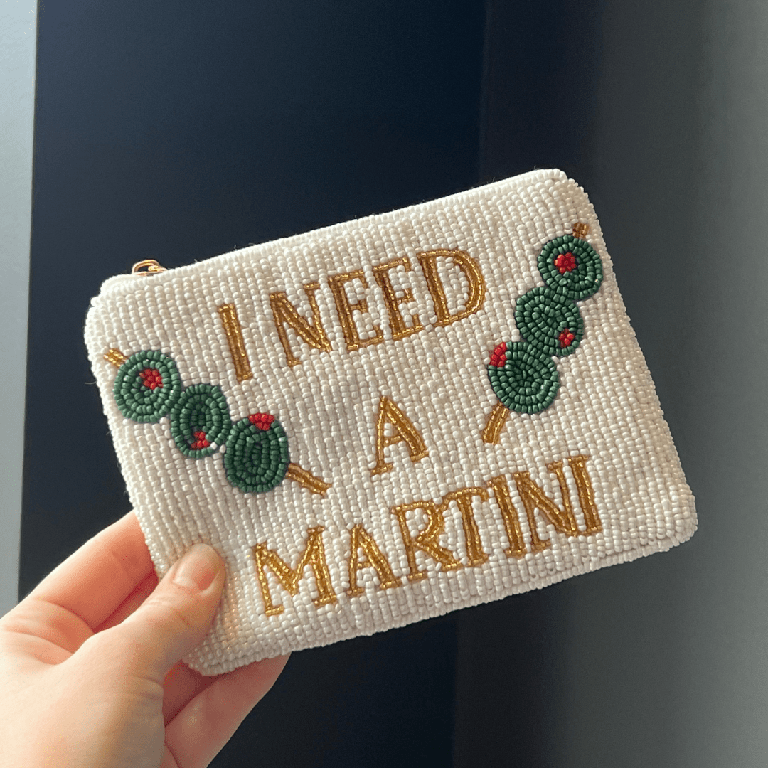 'I Need A Martini' Seed Bead Pouch