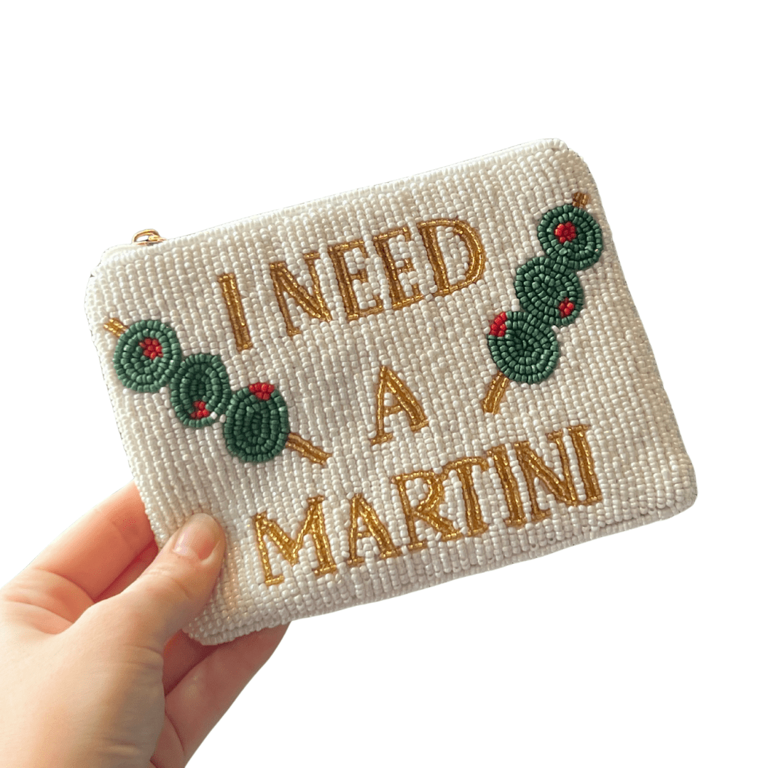 'I Need A Martini' Seed Bead Pouch