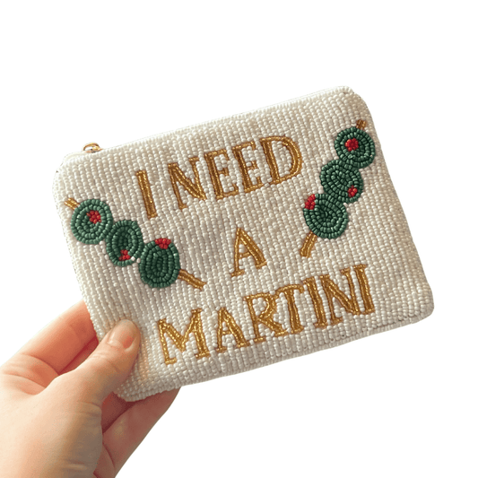 'I Need A Martini' Seed Bead Pouch