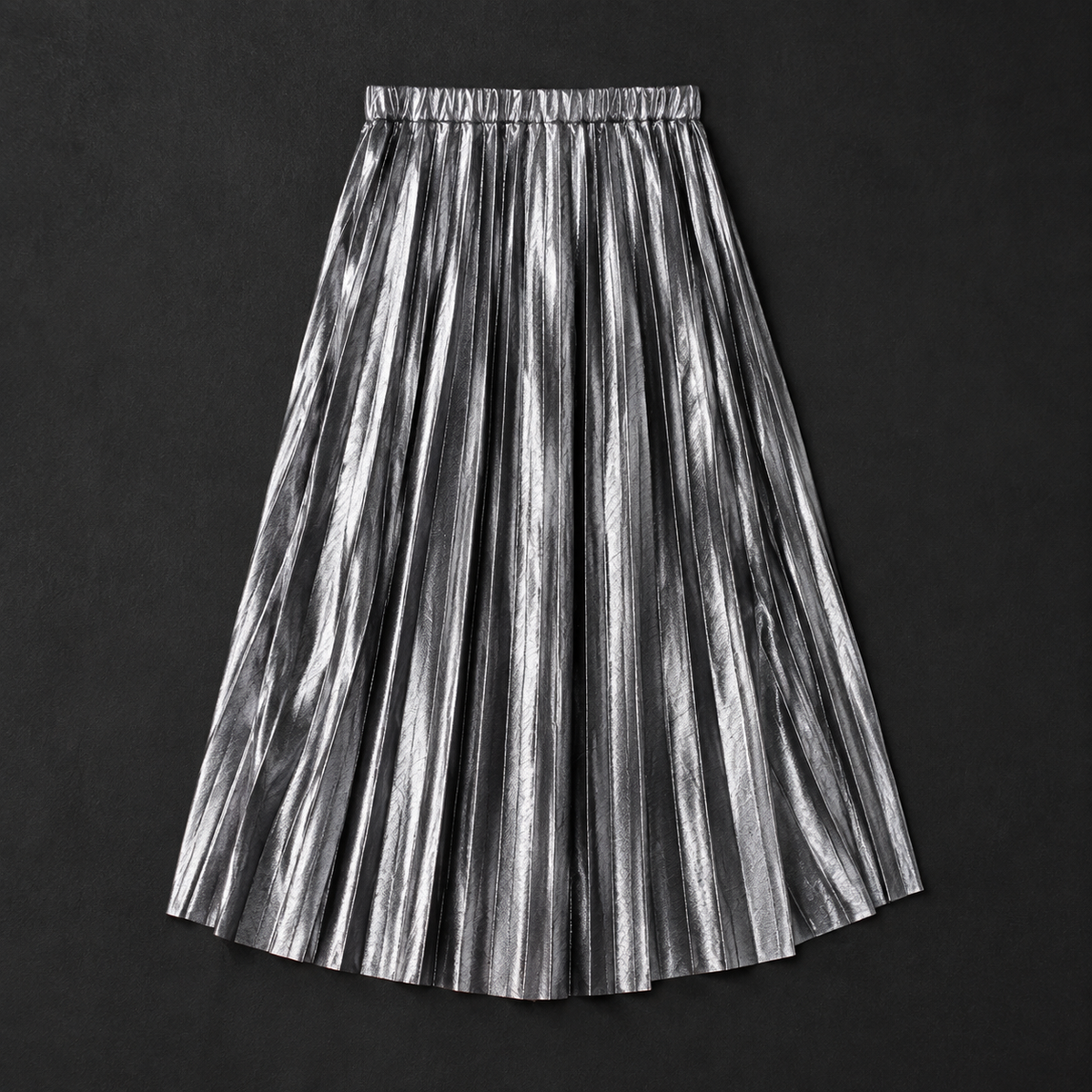 Make Your Move Metallic Pleated Midi Skirt