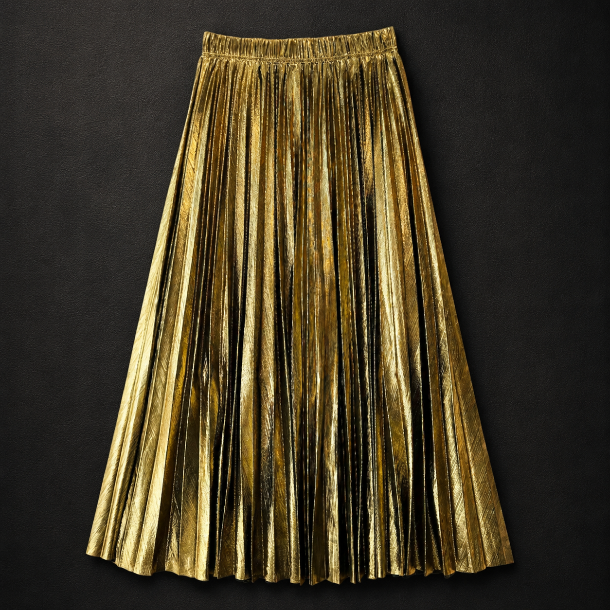Make Your Move Metallic Pleated Midi Skirt