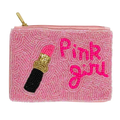 Pink Girl Beaded Zip-Up Pouch
