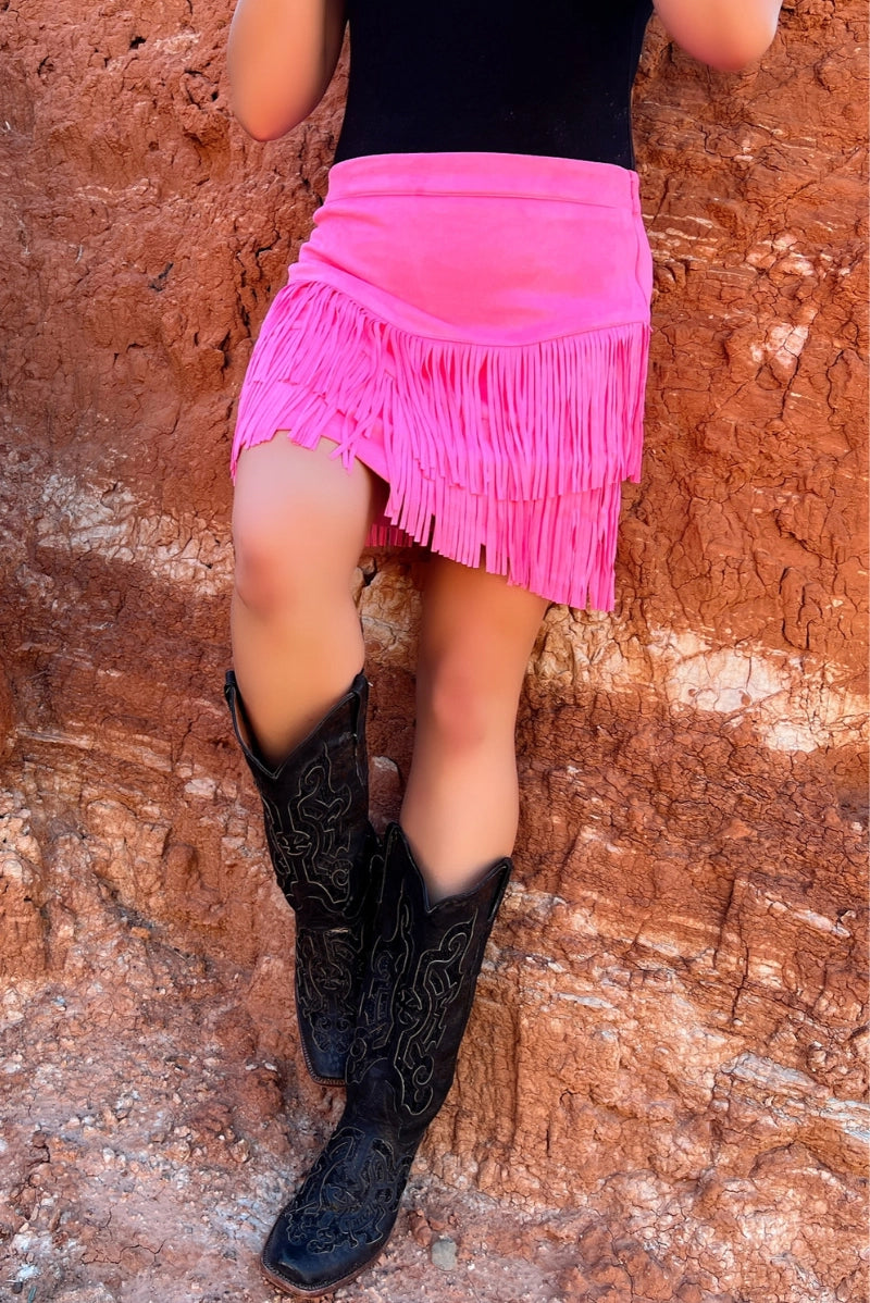 Pink Fringe Skirt