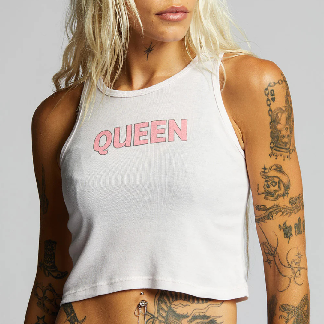 Queen Cropped Tank Top Y2K Style Front Model