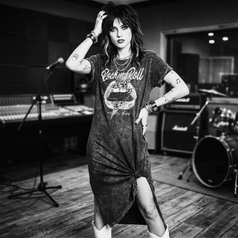Rock & Roll Never Dies Graphic Dress