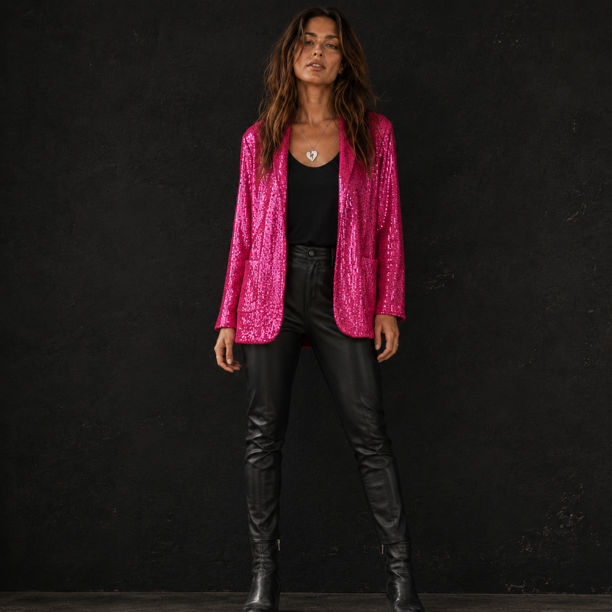 Rockin' Pink Sequin Boyfriend Blazer