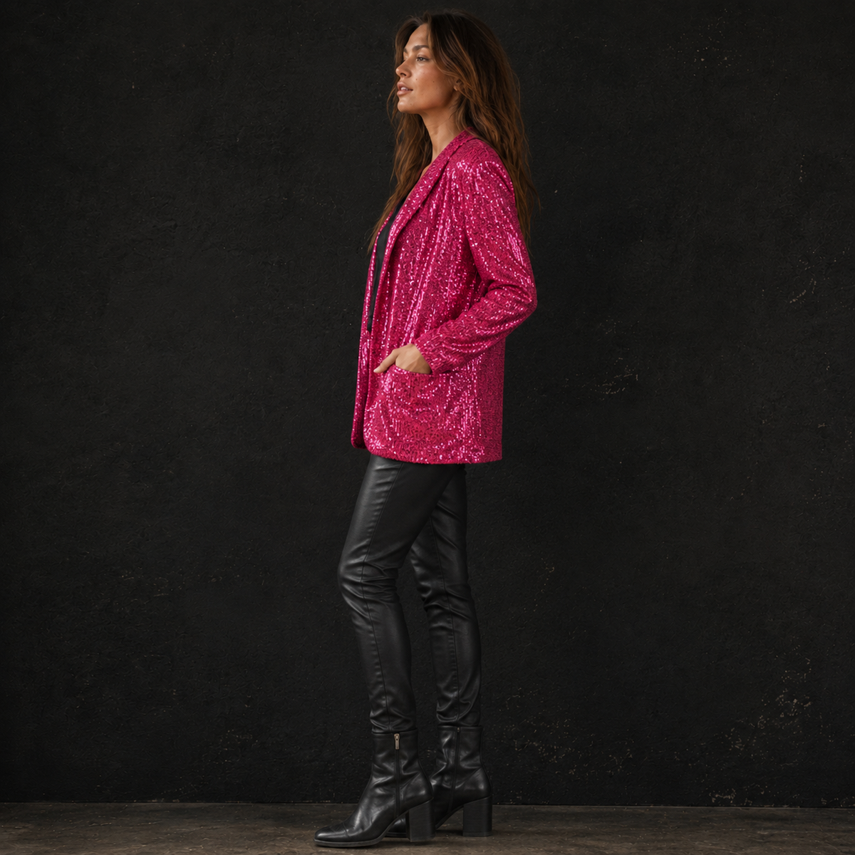Rockin' Pink Sequin Boyfriend Blazer