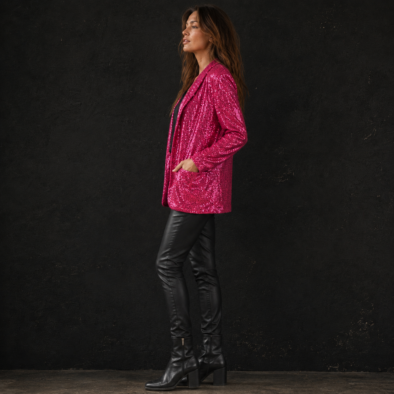 Rockin' Pink Sequin Boyfriend Blazer