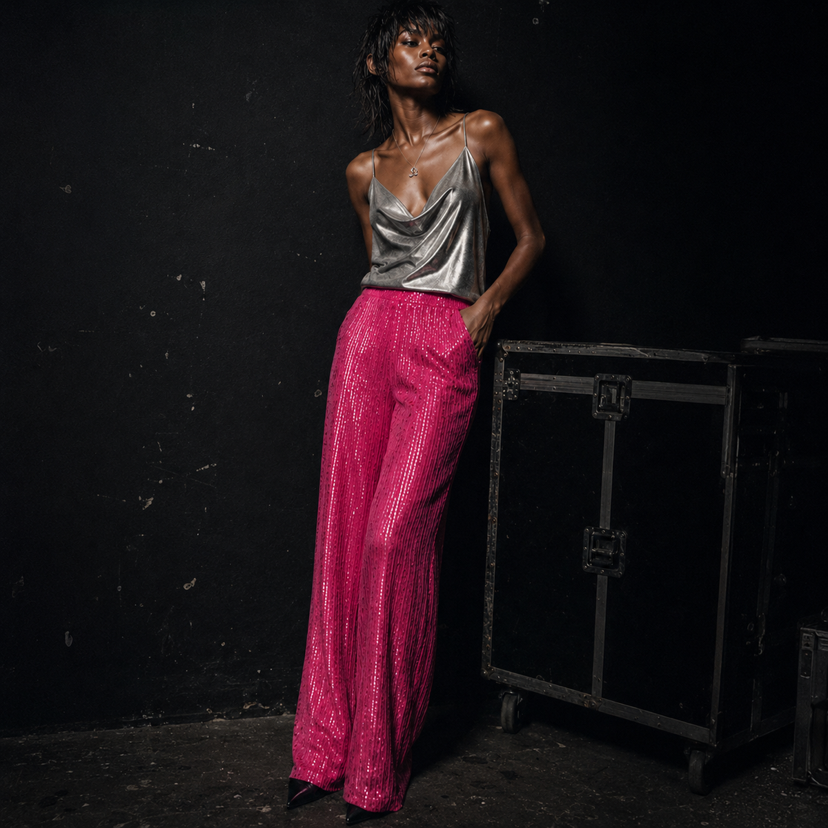 Starlight Sequin Wide-Leg Pants